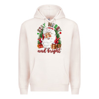 Pale Pink Stay Merry and bright Christmas with santa Premium Hoodie - NancyCooperArtShop