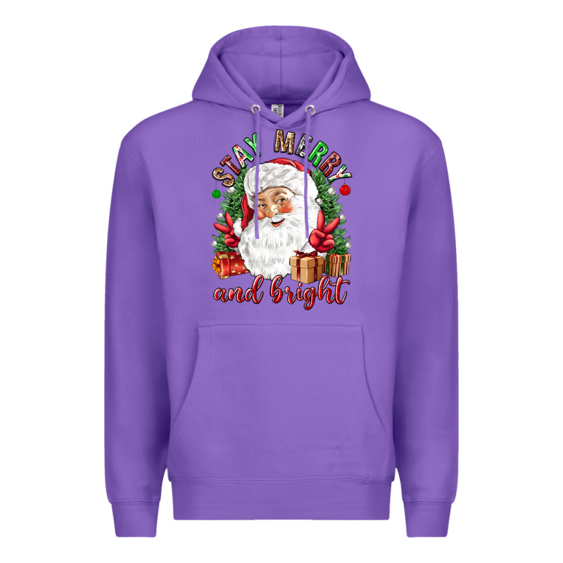 Stay Merry And Bright Christmas With Santa Premium Hoodie by NancyCooperArtShop | Teevron