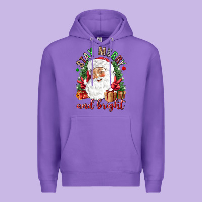 Stay Merry And Bright Christmas With Santa Premium Hoodie Designed By Nancycooperartshop