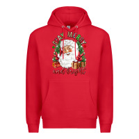 Red Stay Merry and bright Christmas with santa Premium Hoodie - NancyCooperArtShop