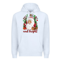 White Stay Merry and bright Christmas with santa Premium Hoodie - NancyCooperArtShop