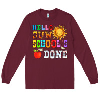 Burgundy hello sun schools done Long Sleeve Tee - HRA Design Shop