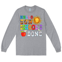 Heather Grey hello sun schools done Long Sleeve Tee - HRA Design Shop