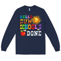 Navy hello sun schools done Long Sleeve Tee - HRA Design Shop
