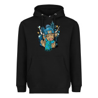Black Winter long haired Cow Heavyweight Hoodie - NancyCooperArtShop