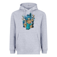 Heather Grey Winter long haired Cow Heavyweight Hoodie - NancyCooperArtShop