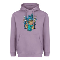Lavender Winter long haired Cow Heavyweight Hoodie - NancyCooperArtShop