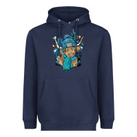 Navy Winter long haired Cow Heavyweight Hoodie - NancyCooperArtShop
