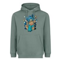 Sage Winter long haired Cow Heavyweight Hoodie - NancyCooperArtShop