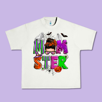 Halloween Momster Messy Bun Urban Heavy Tee Designed By Zillion Design Studio