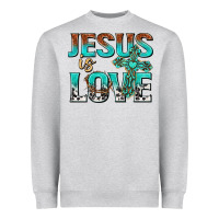 Heather Grey jesus is love Heavyweight Sweatshirt - texasbilliewilder