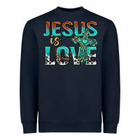 Navy jesus is love Heavyweight Sweatshirt - texasbilliewilder
