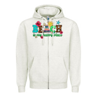 Oatmeal Heather beach is my happy place Zipper Hoodie - AdoDesignShop