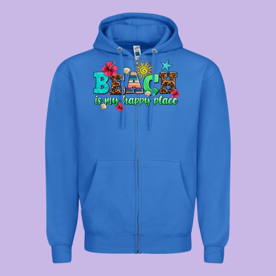 Beach Is My Happy Place Zipper Hoodie Designed By Adodesignshop