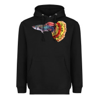 Black Guppy Fish Heavyweight Hoodie - LillyAllenDesigns