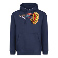 Navy Guppy Fish Heavyweight Hoodie - LillyAllenDesigns