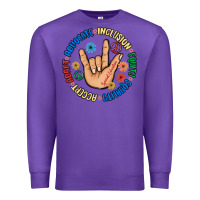 Purple advocate inclusion equity equality accept adapt Premium Sweatshirt - MaliasSmallBusiness