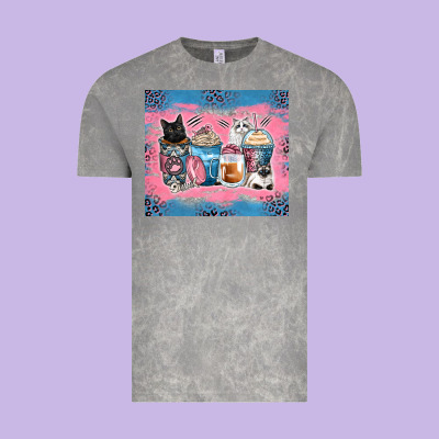 Cat Coffee Cups Vintage Tee Designed By Zillion Design Studio
