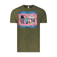 Vintage Olive cat coffee cups Vintage Tee - Zillion Design Studio