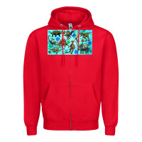 Red dinosaurs sippy cup Zipper Hoodie - Artiststas