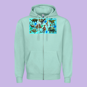 Dinosaurs Sippy Cup Zipper Hoodie Designed By Artiststas