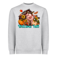 Heather Grey Welcome fall pig Heavyweight Sweatshirt - RanaPortraitStore