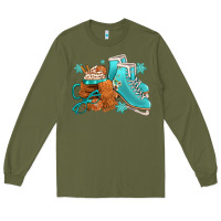 Army Green Winter Ice Skating Boots And Coffee Long Sleeve Tee - FaDigitalArtStudio