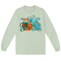 Matcha Winter Ice Skating Boots And Coffee Long Sleeve Tee - FaDigitalArtStudio