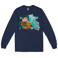 Navy Winter Ice Skating Boots And Coffee Long Sleeve Tee - FaDigitalArtStudio