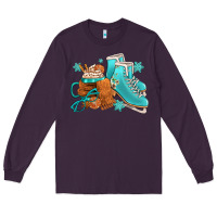 Plum Winter Ice Skating Boots And Coffee Long Sleeve Tee - FaDigitalArtStudio