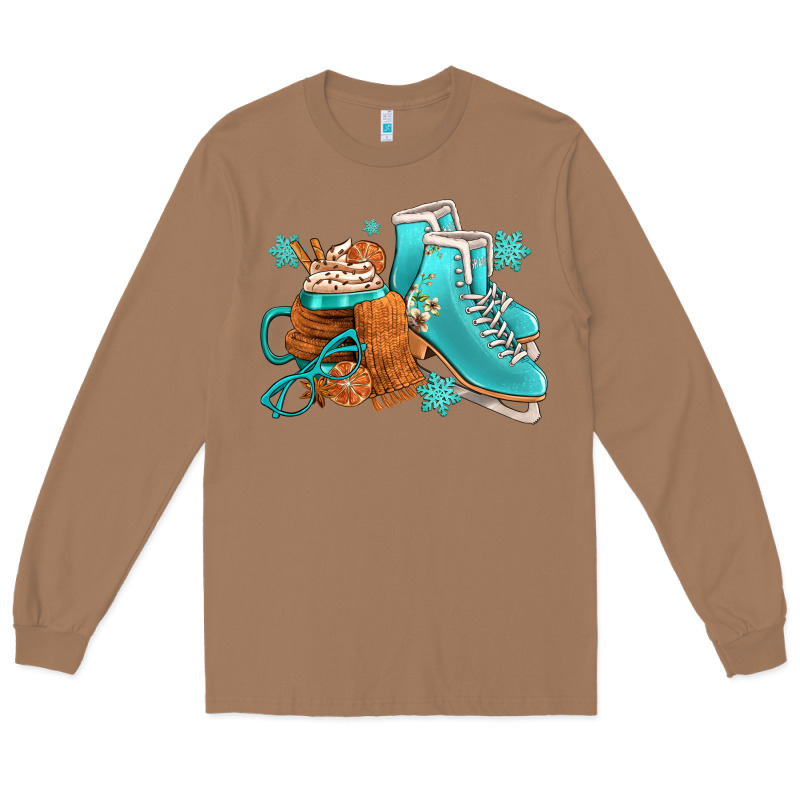 Winter Ice Skating Boots And Coffee Long Sleeve Tee by FaDigitalArtStudio | Teevron