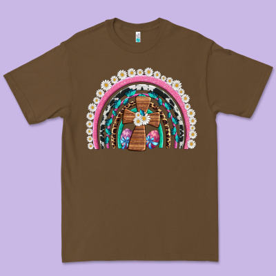 Easter Cross Daisy Egg Rainbow Premium Tee Designed By Artiststas