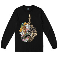 Black sensitive savage skeleton middle finger Long Sleeve Tee - FaDigitalArtStudio