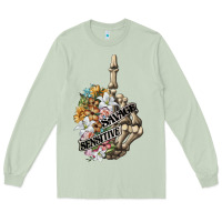 Matcha sensitive savage skeleton middle finger Long Sleeve Tee - FaDigitalArtStudio