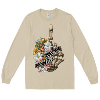Mushroom sensitive savage skeleton middle finger Long Sleeve Tee - FaDigitalArtStudio