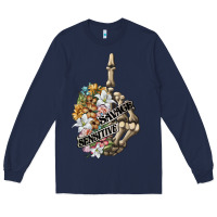 Navy sensitive savage skeleton middle finger Long Sleeve Tee - FaDigitalArtStudio