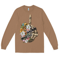 Sensitive Savage Skeleton Middle Finger Long Sleeve Tee | Teevron