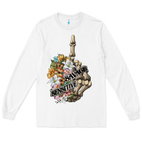 White sensitive savage skeleton middle finger Long Sleeve Tee - FaDigitalArtStudio