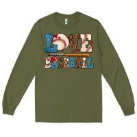 Army Green love baseball Long Sleeve Tee - AdoDesignShop