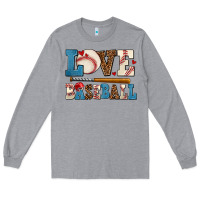Heather Grey love baseball Long Sleeve Tee - AdoDesignShop