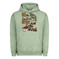 Pigment Oil Green no talkie before coffee Urban Hoodie - BarkalooDesign