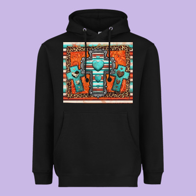 Turquoise Gemstone Crosses Heavyweight Hoodie Designed By Jasminsmagicworld
