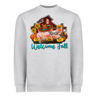 Heather Grey Welcome fall pigs Heavyweight Sweatshirt - RanaPortraitStore
