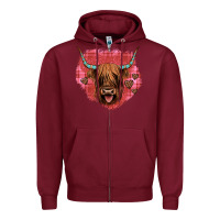 Burgundy highland cow valentines Zipper Hoodie - JahusDesignShop