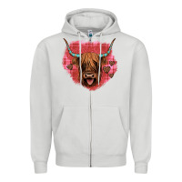 Dove Grey highland cow valentines Zipper Hoodie - JahusDesignShop