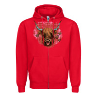 Red highland cow valentines Zipper Hoodie - JahusDesignShop