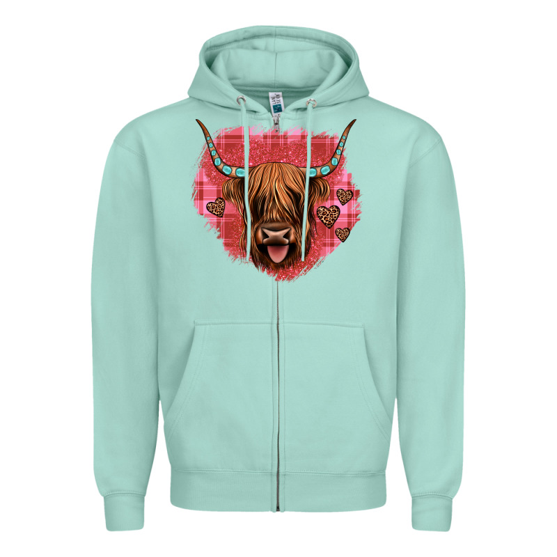 Highland Cow Valentines Zipper Hoodie by JahusDesignShop | Teevron