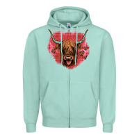 Seafoam highland cow valentines Zipper Hoodie - JahusDesignShop