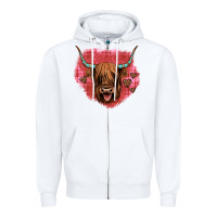 White highland cow valentines Zipper Hoodie - JahusDesignShop