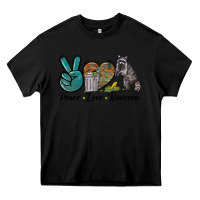 Black Peace love raccoon Heavy Core Tee - LillyAllenDesigns
